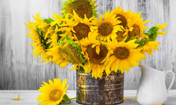 how to arrange sunflowers in a vase