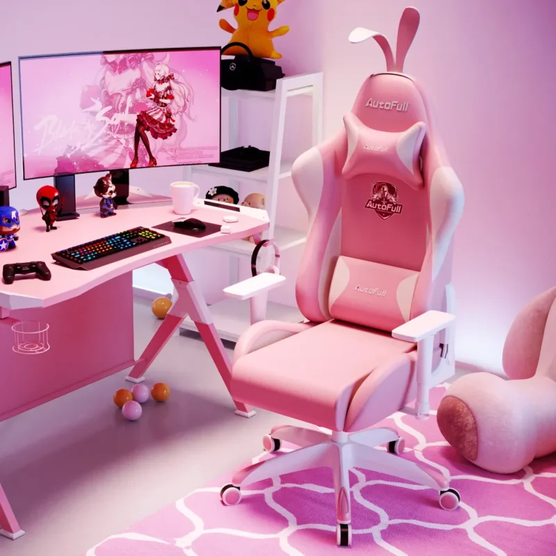 Pink Gaming Chair With Bunny Ears