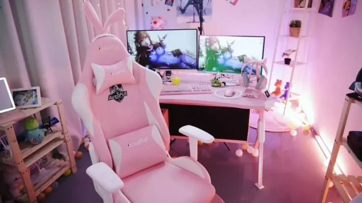 Pink Gaming Chair With Bunny Ears
