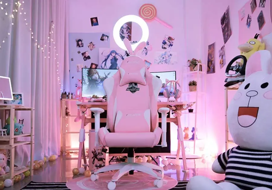 Pink Gaming Chair With Bunny Ears